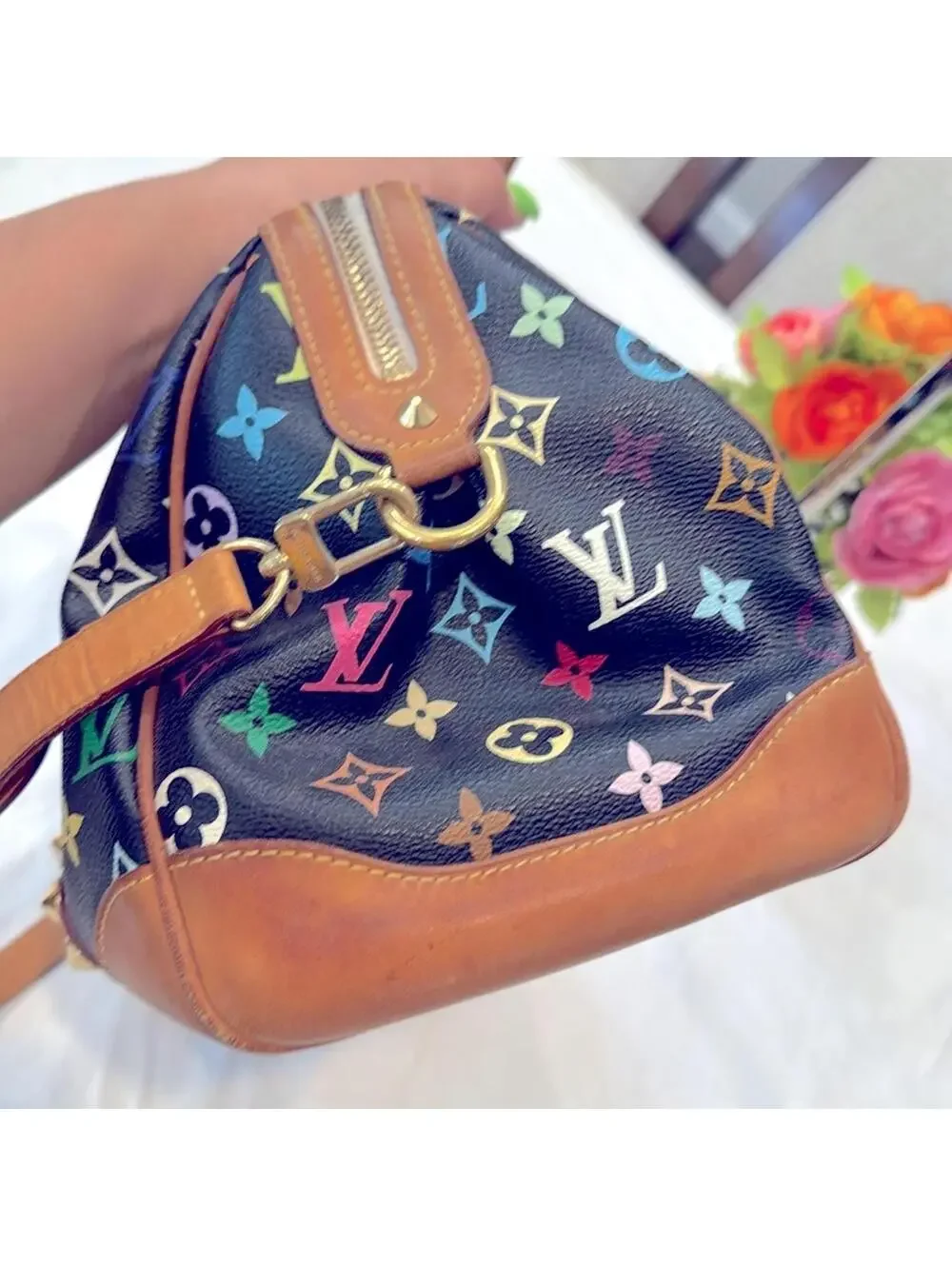Authentic Louis Vuitton White Noir Multicolor Courtney MM bag